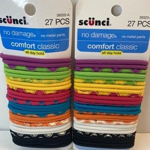 Scunci Hair Elastics No Damage Comfort Classics Orange Black Purple Green